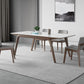 Table de salle à manger en pierre frittée de table rectangulaire moderne avec pieds en bois