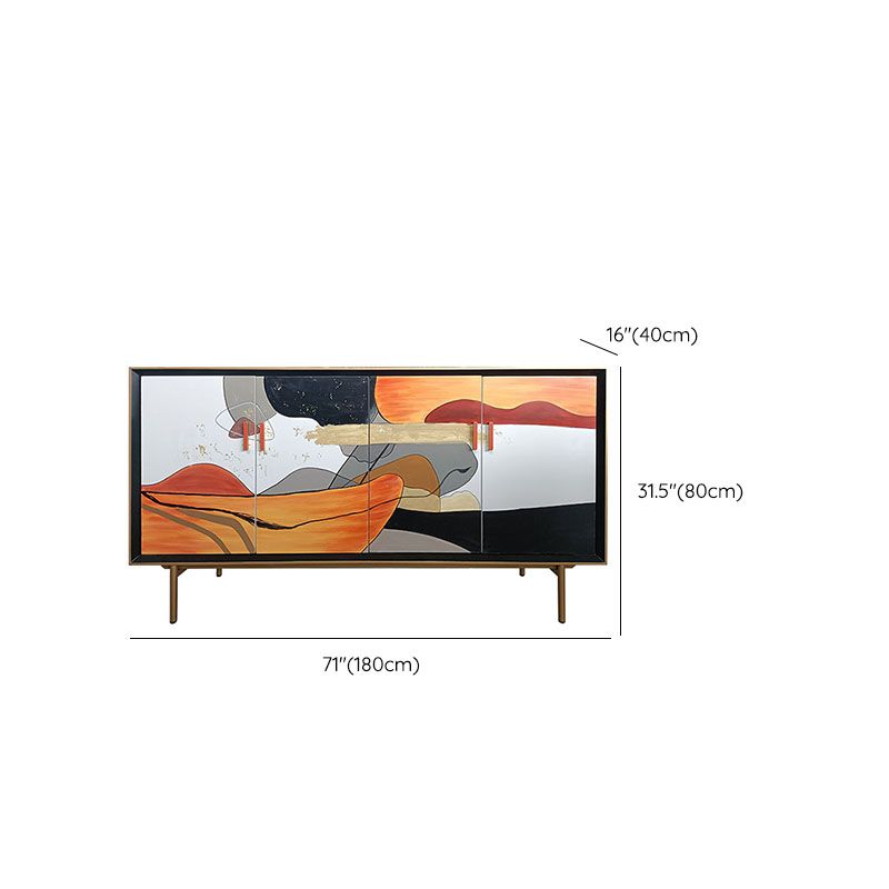 Gabinetes de Glamam Buffet Stand Oak Acabado de acabado con puertas