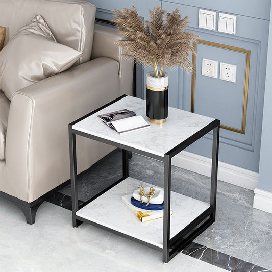 Contemporary Faux Marble Accent Table Nightstand 19.7" Tall Bed Nightstand Clearhalo 'Bedroom Furniture' 'furn' 'furn_night_stand' 'Furniture' 'night_stand' 'Nightstands' 1200x1200_d10ae642-7b0a-40cd-a234-f7e98a0cad30