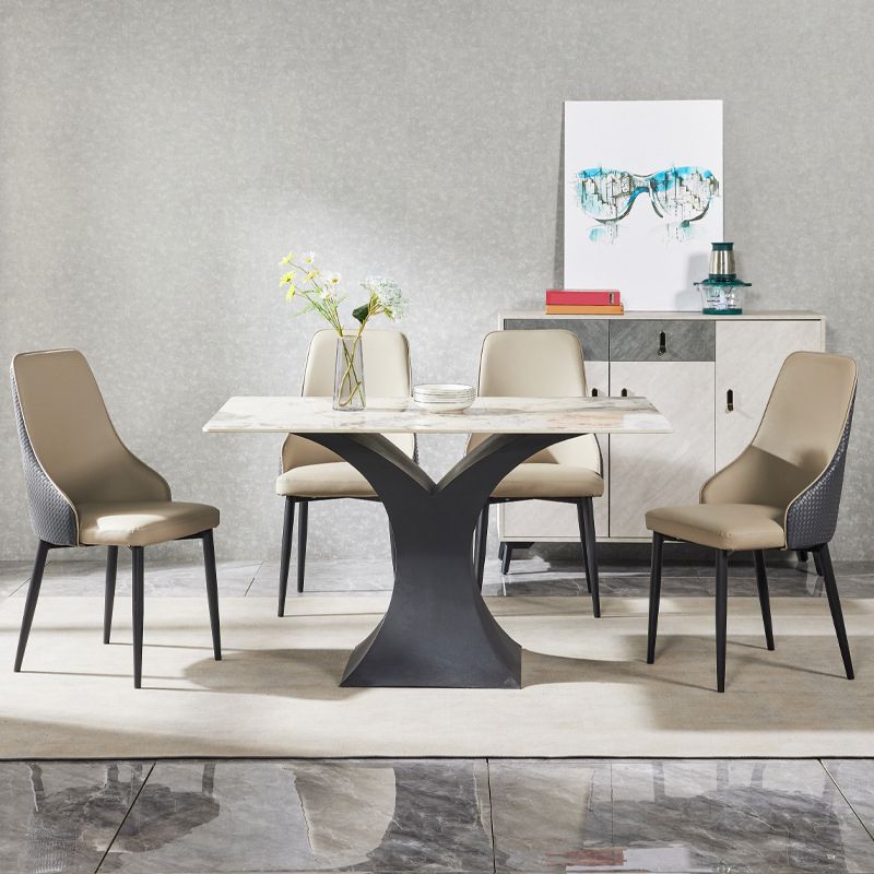 Contemporary Style Metal Chair Set Kitchen Solid Back Side Chairs (Set of 4) Clearhalo ' kitchen&dining_furn' 'Dining Chairs' 'Dining Tables & Seating' 'dining_chair' 'furn' 'furn_dining_chair' 'Furniture' 'furniture_dining_chair' 'Kitchen & Dining Furniture' 'kitchen' 1200x1200_d10cec0f-984c-4c25-a1d1-5d5fe0475035