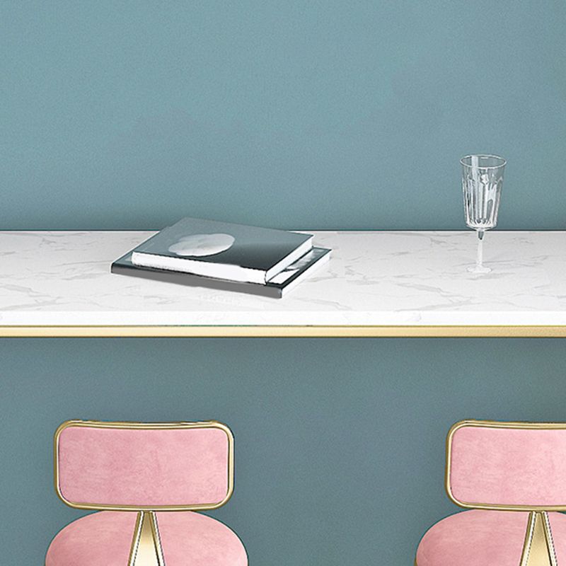 Glam Bar Height Table White Faux Marble Top Bistro Bar Table with Gold Base Clearhalo 'Bar Furniture' 'Bar Tables' 'bar_tables' 'furn' 'furn_bar_tables' 'Furniture' 'Kitchen & Dining Furniture' 1200x1200_d10d83fa-71b7-4d10-9f65-6b3857a9b0b1