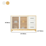 Modern Credenza Engineered Wood Sideboard Table with Sliding Glass Door