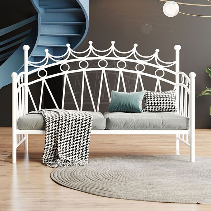 Scandinavian Iron Frame Daybed with Open-Frame Headboard and Guardrail
