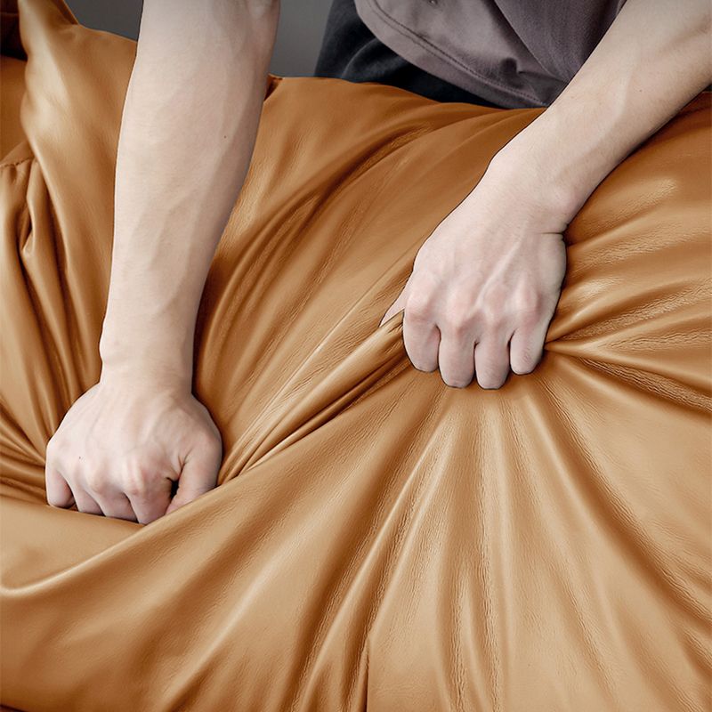 Tan Cushion Back Contemporary Stain-Resistant Genuine Leather Sofa Clearhalo 'furn' 'furn_sectionals' 'Furniture' 'furniture_sectionals' 'kitchen' 'kitchen_sectionals' 'Living Room Furniture' 'Sectionals' 1200x1200_d10fc2df-28cb-4204-a7e9-2ae969cf48dc