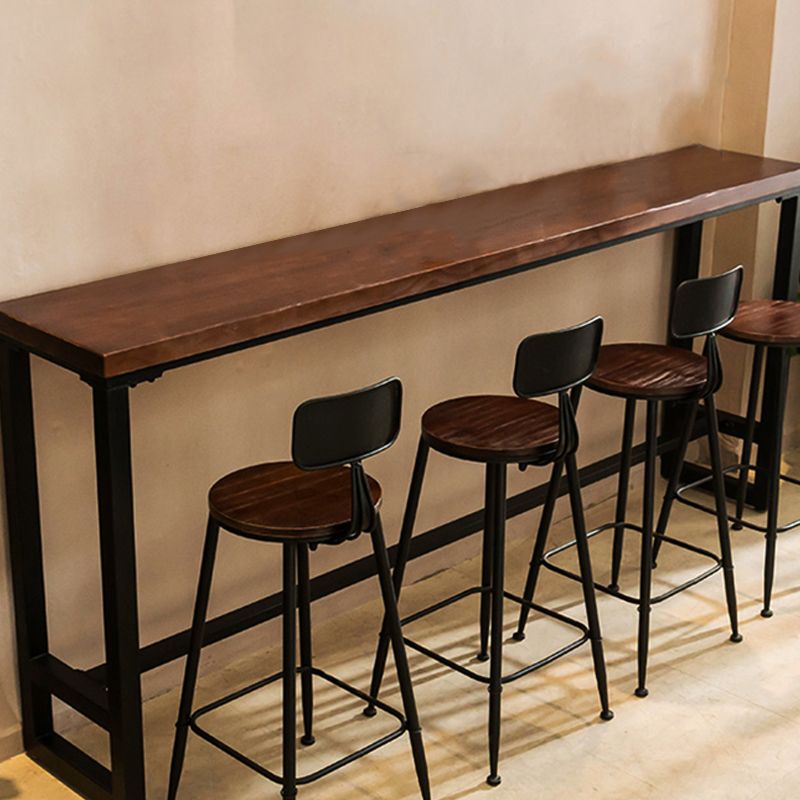 Dark Brown Bar Set with Pine Wood Top 1/2/5/9 Pieces Industrial Rectangle Pub Table Set Clearhalo 'Bar Furniture' 'furn' 'furn_home_bar_bar_sets' 'Furniture' 'Home Bars & Bar Sets' 'home_bar_bar_sets' 'Kitchen & Dining Furniture' 1200x1200_d111ade0-30ec-440e-9cc1-bdb2f0ef95fb