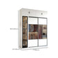 White Sliding Wardrobe Closet Engineered Wood Wardrobe Armoire