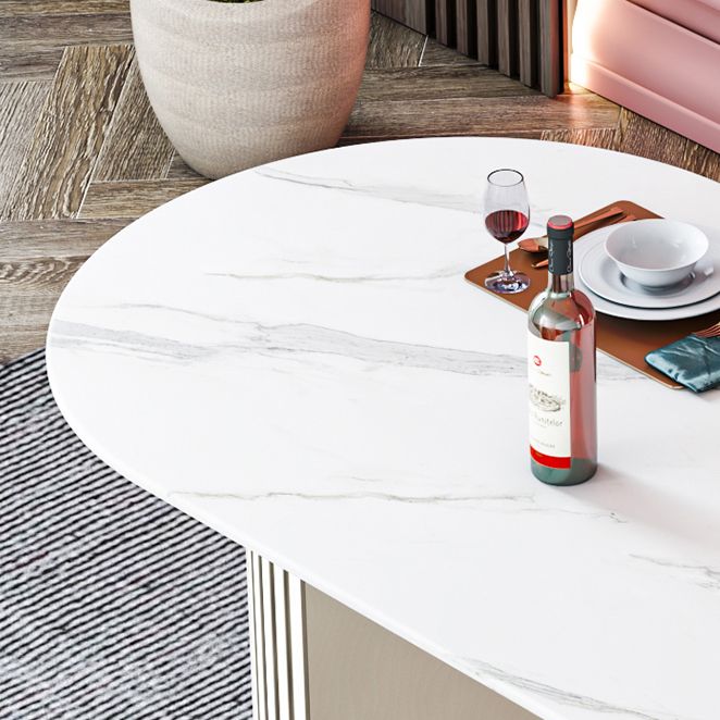 Contemporary Oval Dining Table Sintered Stone Dining Table with Double Pedestal for Dining Room Clearhalo ' dining_table' 'Dining Tables & Seating' 'Dining Tables' 'furn' 'furn_dining_table' 'Furniture' 'furniture_dining_table' 'Kitchen & Dining Furniture' 'kitchen&dining_furn' 'kitchen' 'kitchen_dining_table' 1200x1200_d11464aa-ad58-4ff0-9f1d-4888b1afe27d