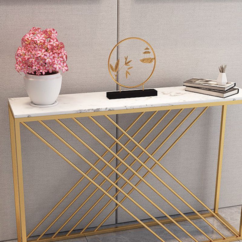 Glam Console Accent Table Rectangle Sofa Console Table in Marble Clearhalo 'Console Tables' 'console_tables' 'Entry & Mudroom Furniture' 'furn' 'furn_console_tables' 'Furniture' 1200x1200_d115db48-be4a-4fde-ba02-938fbb837a24