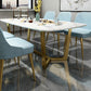 Traditional Luxury Dining Table for Home Glossy White Table with Gold Metal Frame Clearhalo 'Dining Tables & Seating' 'Dining Tables' 'dining_table' 'furn' 'furn_dining_table' 'Furniture' 'Kitchen & Dining Furniture' 1200x1200_d117f87d-0977-41d7-b891-6efdaf690909