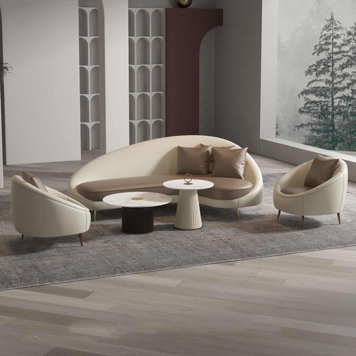 Faux Leather Curved Sofa Contemporary Sloped Arm Sofa for Living Room Clearhalo 'furn' 'furn_sofas' 'Furniture' 'Living Room Furniture' 'Sofa' 'sofas' 1200x1200_d119e900-9f33-47c6-9496-c0a47bec182b