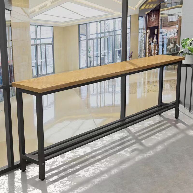 Modern Wood Counter Table Rectangle Top Table with Black Base Clearhalo 'Bar Furniture' 'Bar Tables' 'bar_tables' 'furn' 'furn_bar_tables' 'Furniture' 'Kitchen & Dining Furniture' 1200x1200_d11ac3dd-1401-42de-a66c-650ff60ba3bc