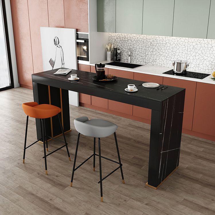 Stone Top Bar Dining Table Contemporary Bar Dining Table with Sled Base Clearhalo 'Bar Furniture' 'Bar Tables' 'bar_tables' 'furn' 'furn_bar_tables' 'Furniture' 'furniture_bar_tables' 'Kitchen & Dining Furniture' 1200x1200_d11d42dc-0786-4766-bfe0-a49110122e87
