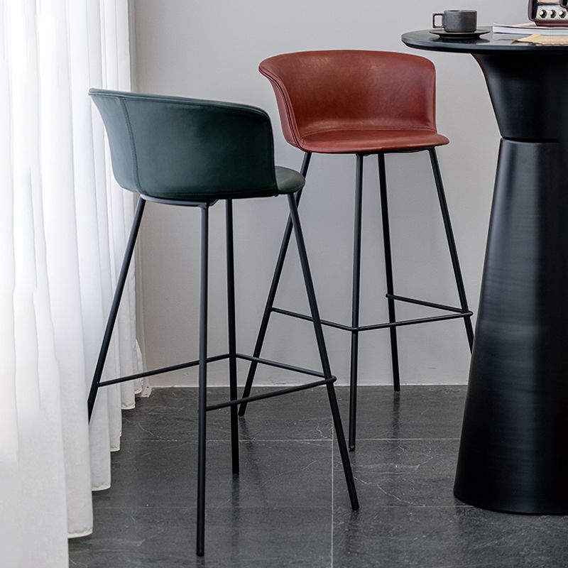 Indoor Leather Bar & Counter Stool Industrial Footrest Low Back Bucket Counter Chair Clearhalo 'Bar Furniture' 'Bar Stools' 'bar_stools' 'furn' 'furn_bar_stools' 'Furniture' 'Kitchen & Dining Furniture' 1200x1200_d11da4c2-019f-4229-80d3-fbc3e7c5f2bf