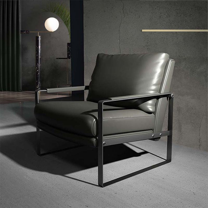 Bonded Leather/Linen Arm Chair 27.5 "L x 34.2"W x 31.4"H Arms Included Chair Clearhalo 'Accent Chairs' 'accent_chairs' 'Chairs & Seating' 'furn' 'furn_accent_chairs' 'Furniture' 'furniture_accent_chairs' 'Living Room Furniture' 1200x1200_d11ecf52-de30-47f2-a9e9-1512721f6862