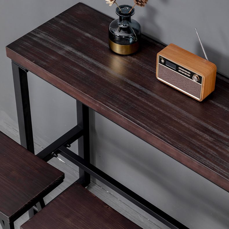 Brown Modern Style Bar Table Solid Wood and Iron Balcony Casual Bar Table Clearhalo 'Bar Furniture' 'Bar Tables' 'bar_tables' 'furn' 'furn_bar_tables' 'Furniture' 'furniture_bar_tables' 'Kitchen & Dining Furniture' 1200x1200_d11f67d2-1570-410d-af6b-a747928f0aa9