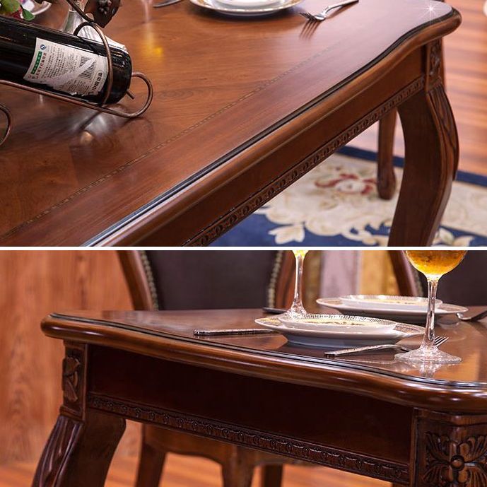 Rectangle Mid-Century Dining Table Brown Tone Fixed Table with Oakwood Solid Wood Clearhalo ' dining_table' 'Dining Tables & Seating' 'Dining Tables' 'furn' 'furn_dining_table' 'Furniture' 'furniture_dining_table' 'Kitchen & Dining Furniture' 'kitchen&dining_furn' 'kitchen' 'kitchen_dining_table' 1200x1200_d121c19c-7e05-4046-be20-d768e1c1cff0