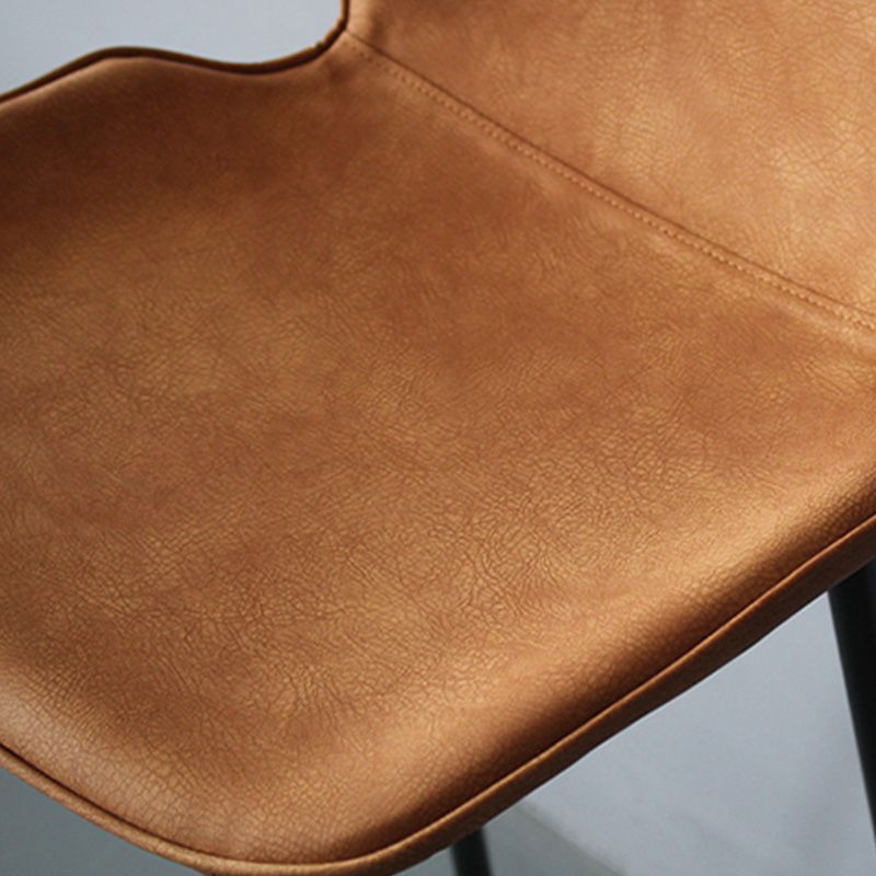 Modern Backrest Armless Counter Stool Iron Cafe Bar High Stool with Leather Cushion