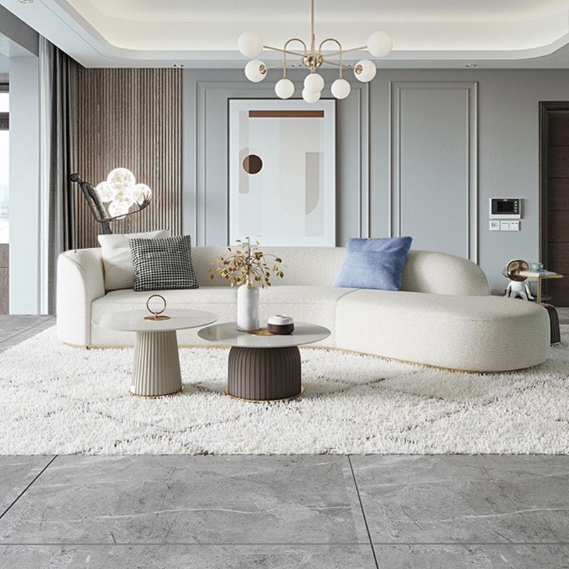 Scandinavian Curved Sectional Sofa Sloped Arm Sofa & Chaise with 3 Pillows Clearhalo 'furn' 'furn_sectionals' 'Furniture' 'Living Room Furniture' 'Sectionals' 1200x1200_d125dff9-107e-4e65-92db-0ff1ccac9326