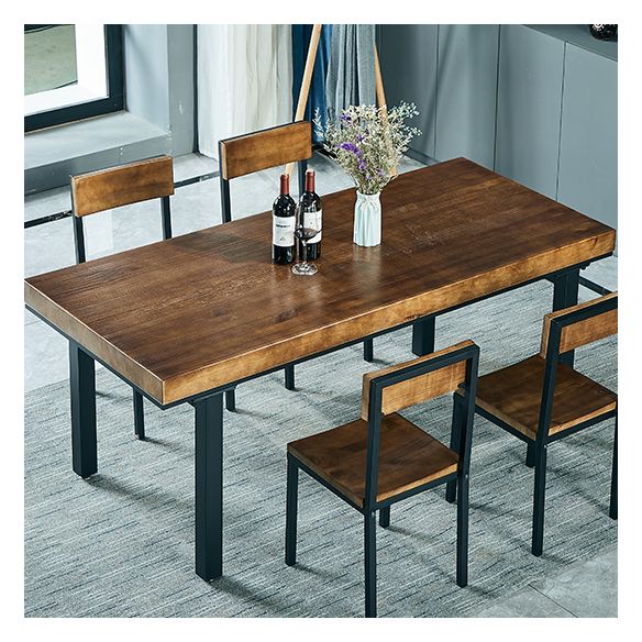 Traditional Style Solid Wood Dining Set with Walnut Table and 4 Black Legs Base Clearhalo 'Dining Room Sets' 'Dining Tables & Seating' 'dining_room_set' 'furn' 'furn_dining_room_set' 'Furniture' 'furniture_dining_room_set' 'Kitchen & Dining Furniture' 'kitchen&dining_furn' 'kitchen' 1200x1200_d12c46e8-89b8-4b12-8b69-f381c3b72a8f