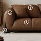 Genuine Leather Square Arm Sofa in Brown Simple Standard Sofa with Pillows