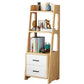 Ladder Bookcase Contemporary Wooden 2 Shelves Bookshelf with Drawers
