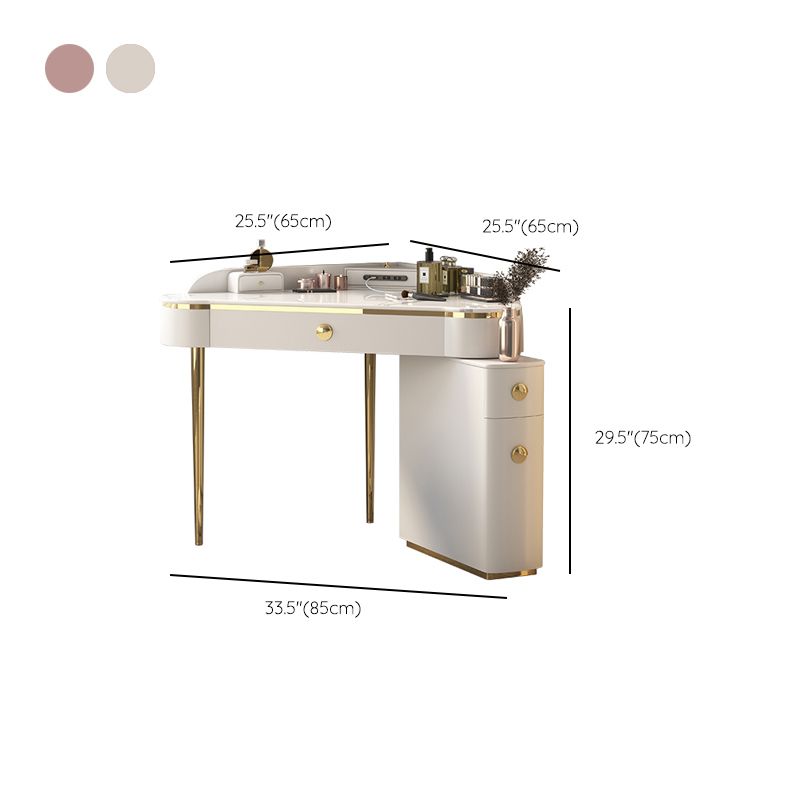 Contemporary Rectangle Make-up Vanity with 3 Drawers and Metal Base