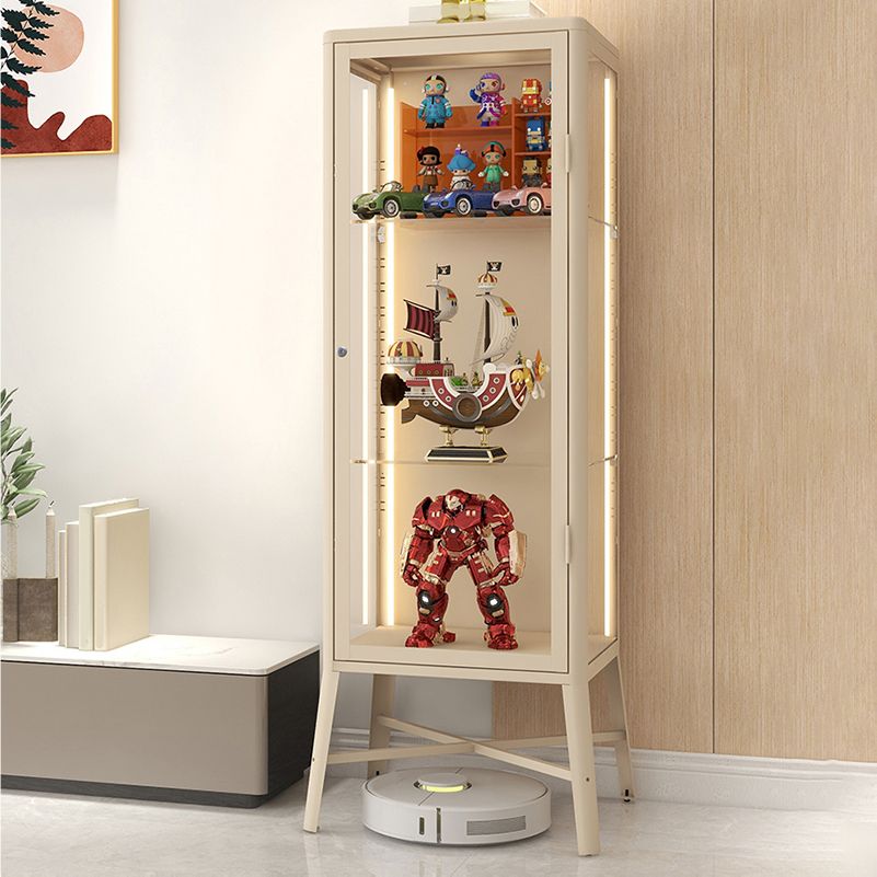 産業用金属キュリオキャビネットガラスのドアは、3つの棚でキャビネットを表示します