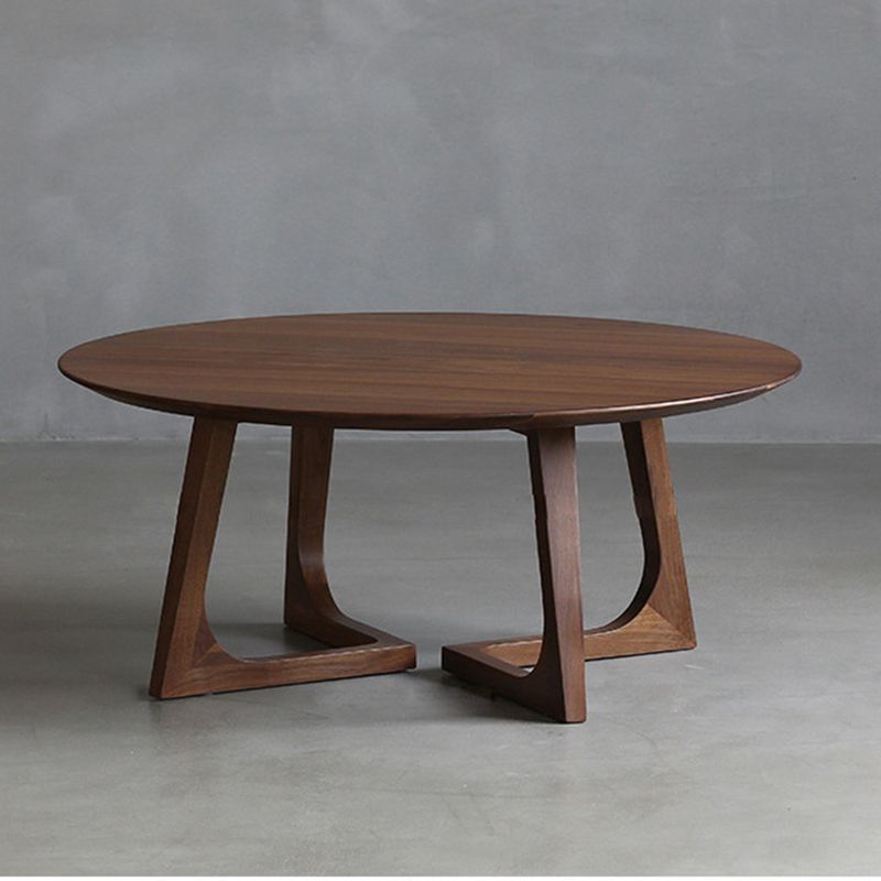 Solid Wood Round Coffee Table in Brown Scandinavian 2 Pieces Cocktail Table Set Clearhalo 'Coffee & Accent Tables' 'Coffee Tables' 'coffee_tables' 'furn' 'furn_coffee_tables' 'Furniture' 'Living Room Furniture' 1200x1200_d12fff9f-dc34-4ab0-affa-de293cce0c4d