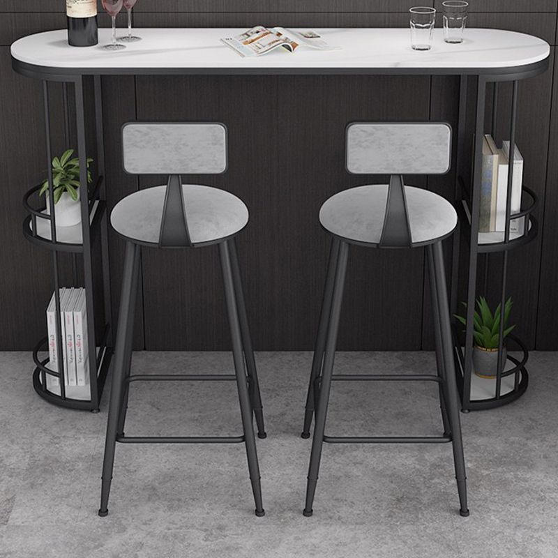 Moderne stenen ellips bartafel, opbergbare tafel voor de woonkamer