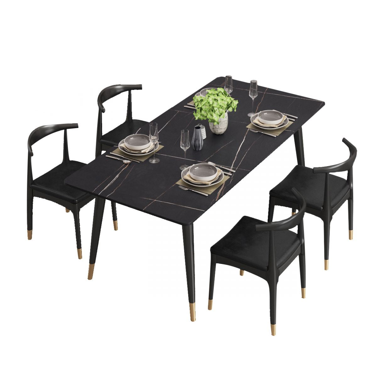 Rectangle Modern Dinette Set 1/4/5 Pieces Black Base Indoor Dining Table Set Clearhalo 'Dining Room Sets' 'Dining Tables & Seating' 'dining_room_set' 'furn' 'furn_dining_room_set' 'Furniture' 'Kitchen & Dining Furniture' 1200x1200_d133d047-c650-41b5-acf7-c1c892bfd47c