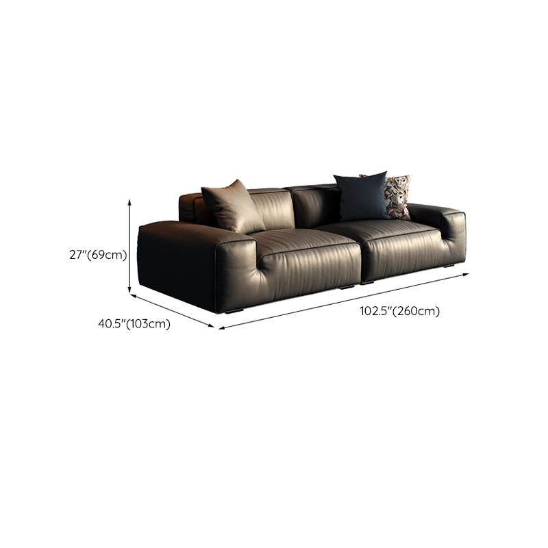 Contemporary Stain Resistant Genuine Leather Square Arm Sofa in Black Clearhalo 'furn' 'furn_sofas' 'Furniture' 'Living Room Furniture' 'Sofa' 'sofas' 1200x1200_d1354cd1-ab4b-4b08-a416-59acdffc3257