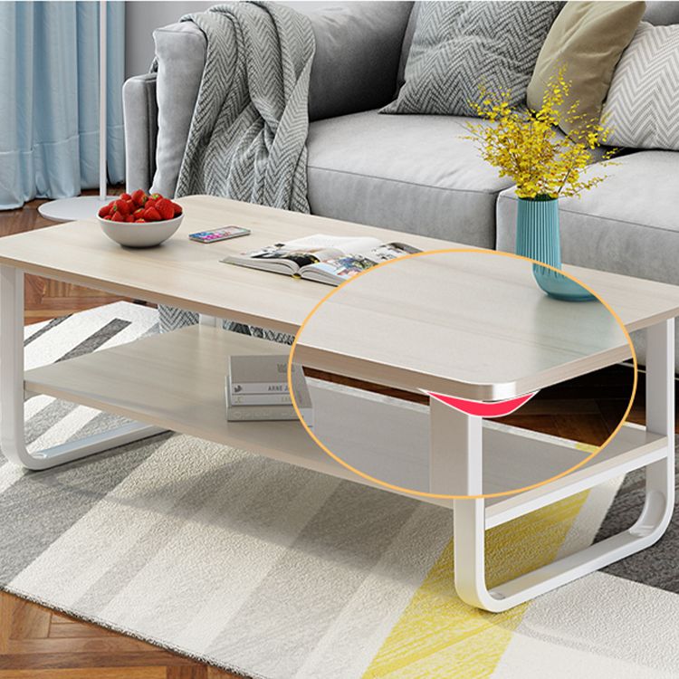 Modern Wood Rectangle Coffee Table White and Black Cocktail Table Clearhalo 'Coffee & Accent Tables' 'Coffee Tables' 'coffee_tables' 'furn' 'furn_coffee_tables' 'Furniture' 'furniture_coffee_tables' 'Living Room Furniture' 1200x1200_d135f19e-02ae-49b0-a936-250b355d1185