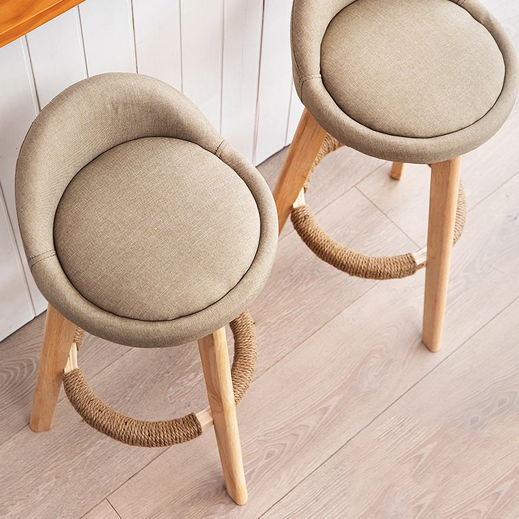 Modern Fabric Footrest Bar Stool Indoor Low Back Round Counter Stool with Wood Legs Clearhalo 'Bar Furniture' 'Bar Stools' 'bar_stools' 'furn' 'furn_bar_stools' 'furniture_bar_stools' 'Kitchen & Dining Furniture' 'kitchen&dining_furn' 'kitchen' 'kitchen_furn' Furniture' 1200x1200_d1368f47-e2de-4e4c-9bcb-0ef9984894f4