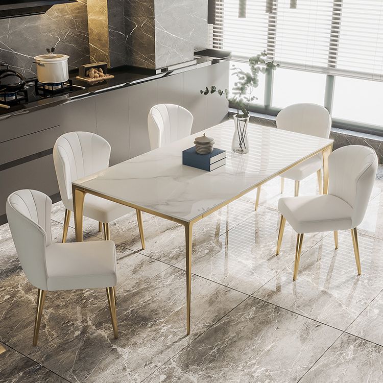 Sintered Stone Dining Table Luxury Style 4 Legs Base Rectangle Table for Dining Room Clearhalo ' dining_table' 'Dining Tables & Seating' 'Dining Tables' 'furn' 'furn_dining_table' 'Furniture' 'furniture_dining_table' 'Kitchen & Dining Furniture' 'kitchen&dining_furn' 'kitchen' 'kitchen_dining_table' 1200x1200_d136cde6-742e-418d-bf27-aa106e656e68
