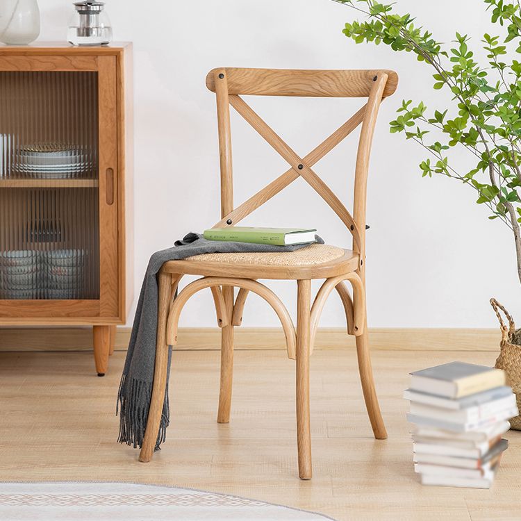 Wood Wicker Traditional Dining Chair Dining Room Armless Cross Back Chair Clearhalo ' kitchen&dining_furn' 'Dining Chairs' 'Dining Tables & Seating' 'dining_chair' 'furn' 'furn_dining_chair' 'Furniture' 'furniture_dining_chair' 'Kitchen & Dining Furniture' 'kitchen' 1200x1200_d137b5d7-bc13-46bd-a6b3-1f85e0fdc3cb