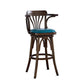 Modern Square Wood Stool Leather Upholstered Bar Stool with Swivel