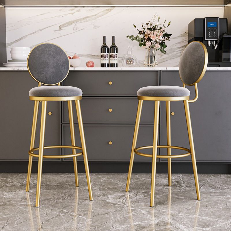 Glam Reception Footrest Stool Matte Finish Velvet Counter Stool Clearhalo 'Bar Furniture' 'Bar Stools' 'bar_stools' 'Furniture' 'furniture_bar_stools' 'Kitchen & Dining Furniture' 1200x1200_d138c5b1-b429-4ea7-9ac4-93e35e49a0bf