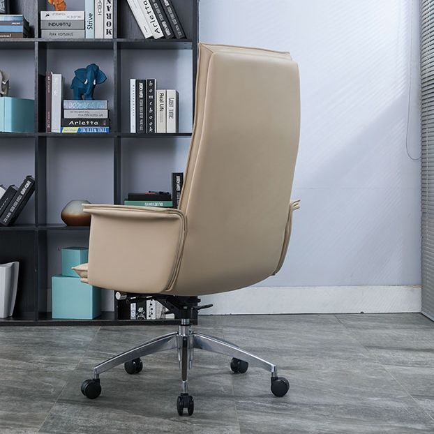 High Back Leather Swivel Office Chair with Chrome Arms Upholstered Task Chair Clearhalo 'furn' 'furn_office_chair' 'Furniture' 'Office Chairs' 'Office Furniture' 'office_chair' 1200x1200_d138e9bc-18dc-4b71-9782-e7bee40269b8