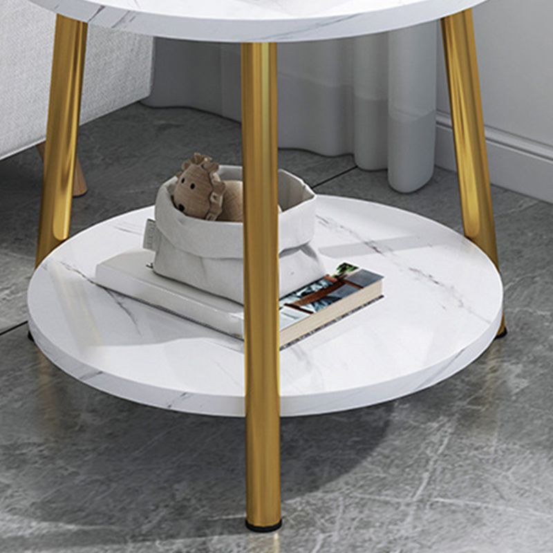 Modern Style Round/oval Wood-paneled 3/4 Leg Base with Storage Rack Coffee Table