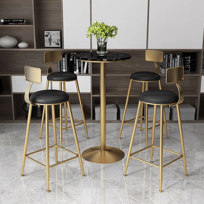 Glam Style Gold Iron Bar Table Marble Top Bistro Table - 21.6"W x 41.3"H Clearhalo 'Bar Furniture' 'Bar Tables' 'bar_tables' 'Furniture' 'furniture_bar_tables' 'Kitchen & Dining Furniture' 'kitchen&dining_furn' 'kitchen' 1200x1200_d13a4de2-44b9-41ab-ab6e-82f305926e7a