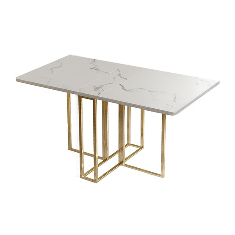 Contemporary Faux Marble Dining Table Sled Base Rectangle Table for Home Clearhalo ' dining_table' 'Dining Tables & Seating' 'Dining Tables' 'furn' 'furn_dining_table' 'Furniture' 'furniture_dining_table' 'Kitchen & Dining Furniture' 'kitchen&dining_furn' 'kitchen' 'kitchen_dining_table' 1200x1200_d13b12c7-3ccb-417d-a2a6-b77363b02525