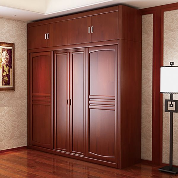 Rubber Wood Frame Wardrobe Freestanding Wardrobe Armoire with Shelves and Clothes Rail Clearhalo 'Armoires & Wardrobes' 'armoires_wardrobes' 'Bedroom Furniture' 'furn' 'furn_armoires_wardrobes' 'Furniture' 1200x1200_d13b902c-bc09-438c-9f46-44fb29581764