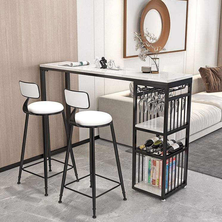 Stone Top Bar Dining Table Traditional Luxury Bar Table with Sled Base Clearhalo 'Bar Furniture' 'Bar Tables' 'bar_tables' 'furn' 'furn_bar_tables' 'Furniture' 'furniture_bar_tables' 'Kitchen & Dining Furniture' 1200x1200_d13bb681-cbd6-4f30-80e3-8a67063a9df5