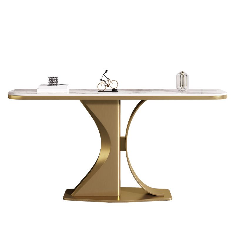 Glam Stone End Table Half Moon Console Accent Table for Hall