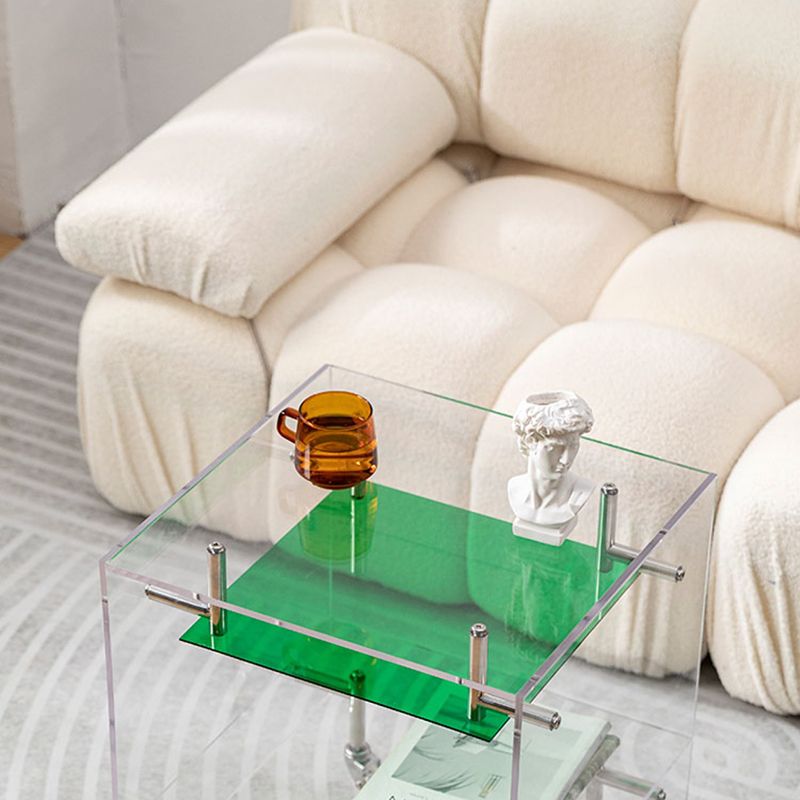 Plastic Rectangular End Table Double Tier Corner Table with Storage Clearhalo 'Coffee & Accent Tables' 'End & Side Tables' 'end_side_tables' 'furn' 'furn_end_side_tables' 'Furniture' 'Living Room Furniture' 1200x1200_d13e32e7-b17f-4071-b19b-5deb2e5b824a