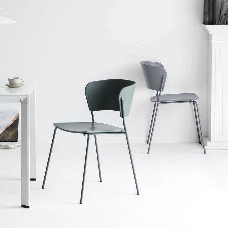 Contemporary Metal Stackable Chairs Kitchen Dining Room Open Back Side Chair Clearhalo ' kitchen&dining_furn' 'Dining Chairs' 'Dining Tables & Seating' 'dining_chair' 'furn' 'furn_dining_chair' 'Furniture' 'furniture_dining_chair' 'Kitchen & Dining Furniture' 'kitchen' 1200x1200_d13e5b58-86d1-433c-a26c-b7a720474ab0