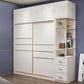 Modern Sliding Door Wardrobe for Bedroom White Cabinet with Drawers