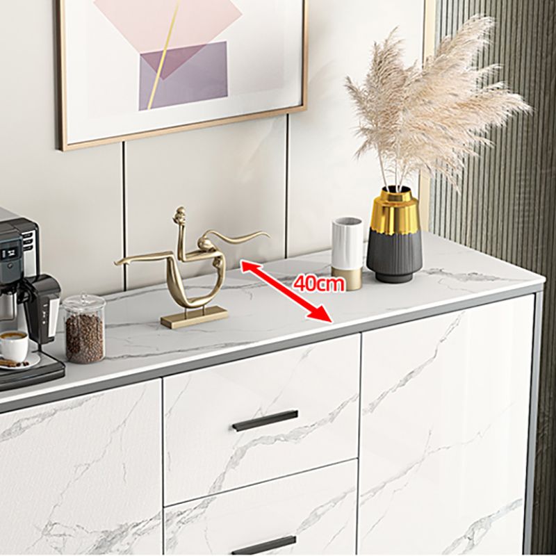 Simple White Buffet Server Stone Top Dining Server for Living Room Clearhalo 'buffet_sideboard' 'Buffets & Sideboards' 'furn' 'furn_buffet_sideboard' 'Furniture' 'furniture_buffet_sideboard' 'Kitchen & Dining Furniture' 1200x1200_d1432242-be32-4a5b-857c-a6ab31f09a7e