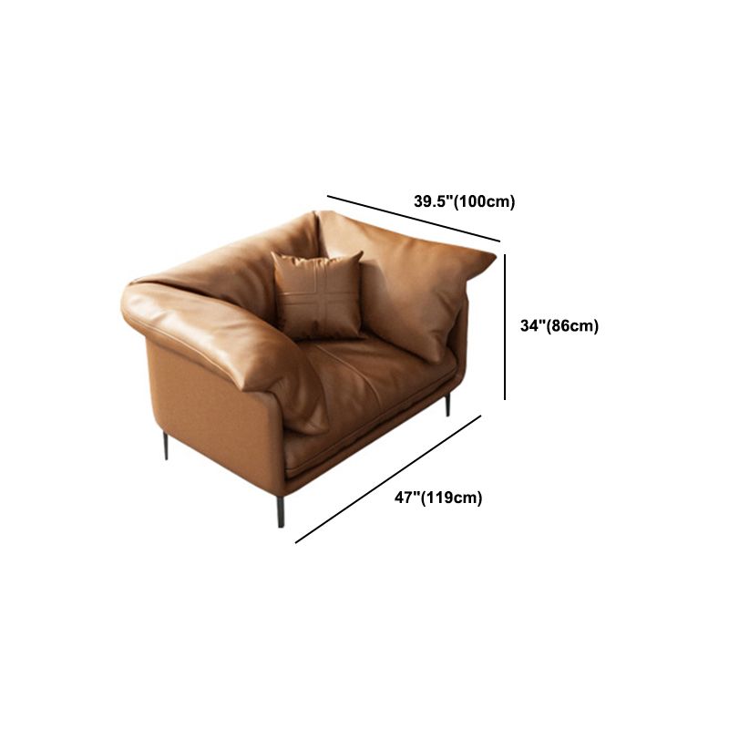 Pillow Top Arm Sofa Faux Leather Down Fill Cushions Sofa in Orange Clearhalo 'furn' 'furn_sofas' 'Furniture' 'Living Room Furniture' 'Sofa' 'sofas' 1200x1200_d143418a-2c03-4d29-87a4-2e3e17d86f03
