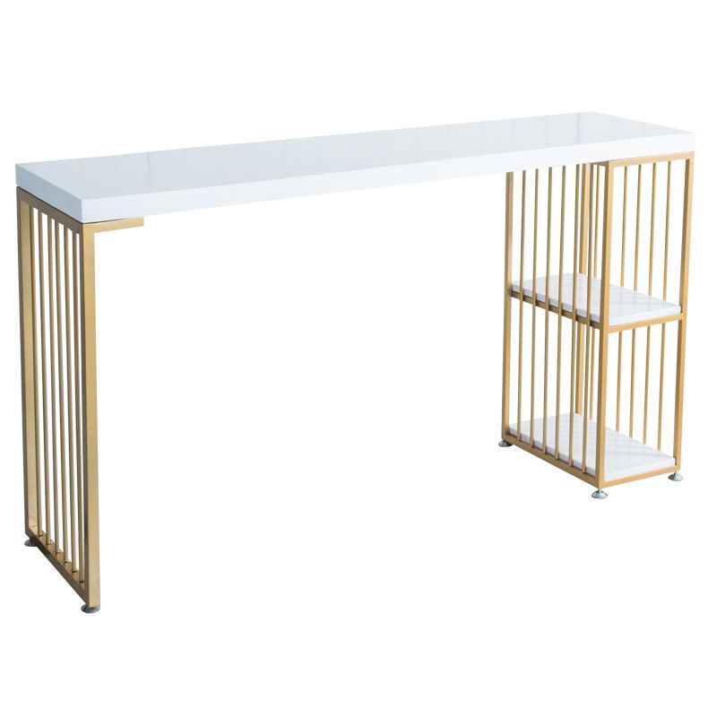 Modern Bar-height Table Faux Marble Top Bistro Pub Table with 2 Shelves Clearhalo 'Bar Furniture' 'Bar Tables' 'bar_tables' 'furn' 'furn_bar_tables' 'Furniture' 'Kitchen & Dining Furniture' 1200x1200_d1442cda-187b-45e8-bd35-43a3eabe57a6